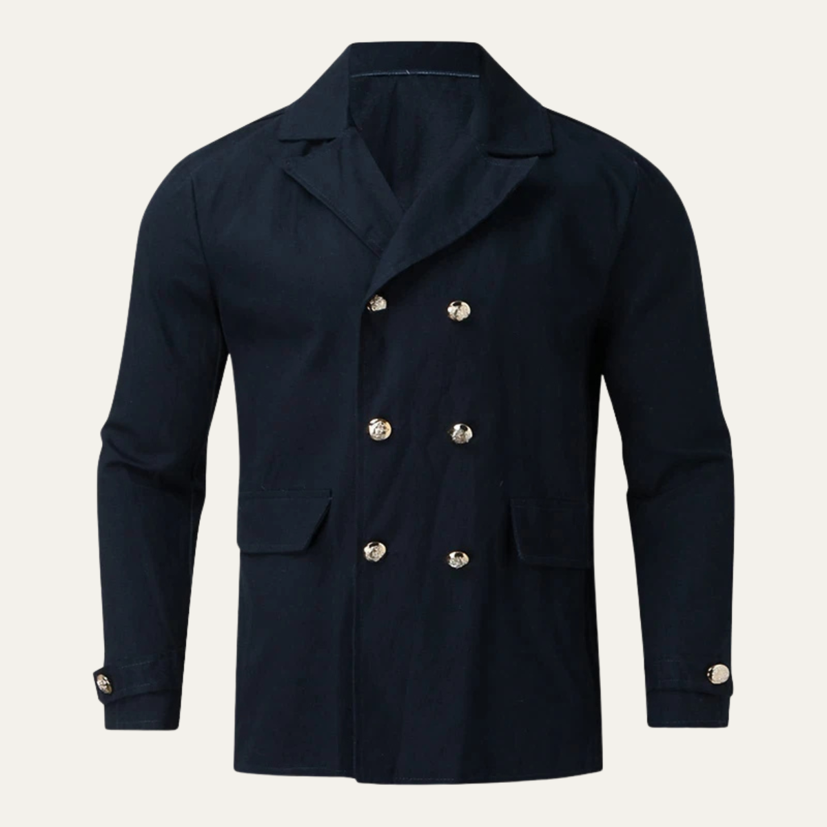 Men's Double Breasted Peacoat Wool Casual Navy - VibreMode