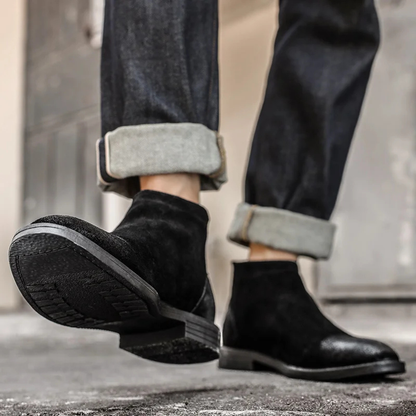 Vicenza Men's Suede Leather Ankle Boots Zip Up