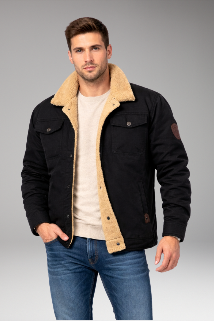 Men's Sherpa Lined Jacket Button Closure