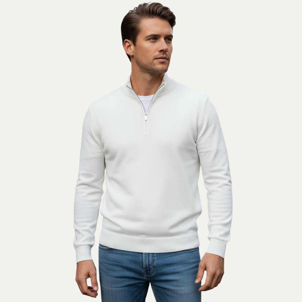 Men's Soft Cotton Sweater Half Zip Knit
