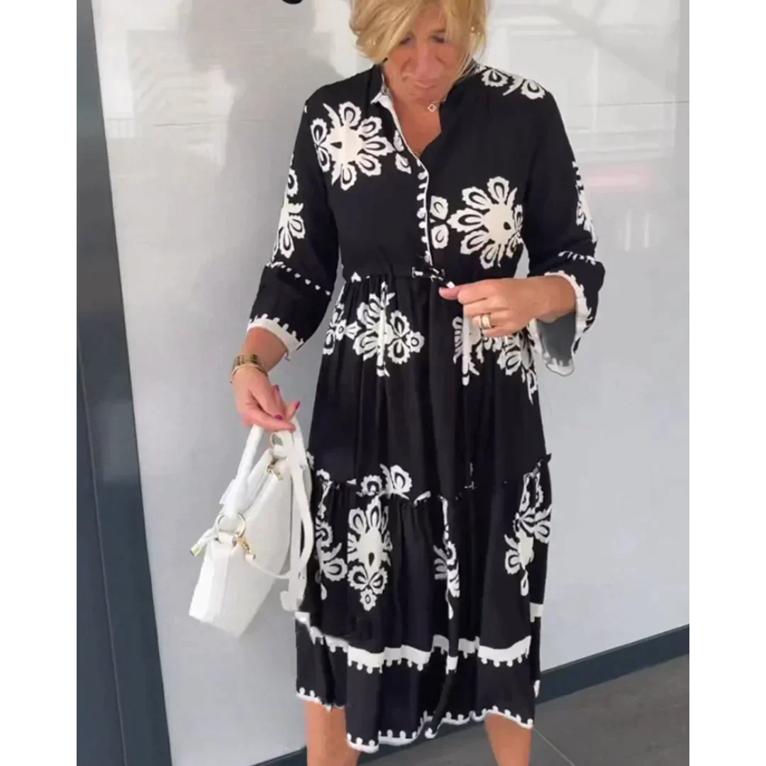Women's Floral Print Dress Elegant Fit