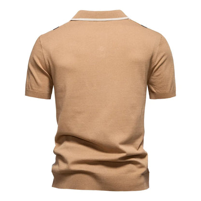 Varenna Men's Contrast Knit Polo Shirt