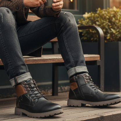 Rugged Men's High Top Leather Boots Outdoor Work Boots