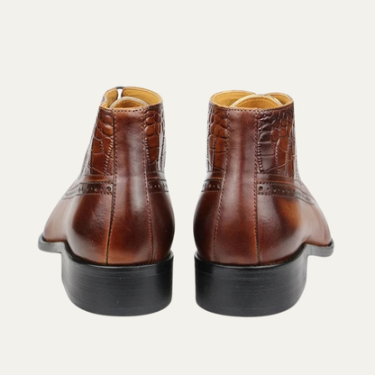 Men's Leather Ankle Boots Brown Dress Brogue