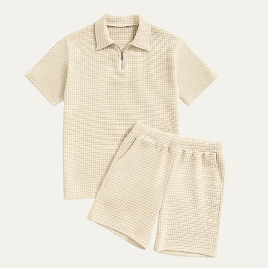 Men's Polo And Shorts Set Red - VibreMode