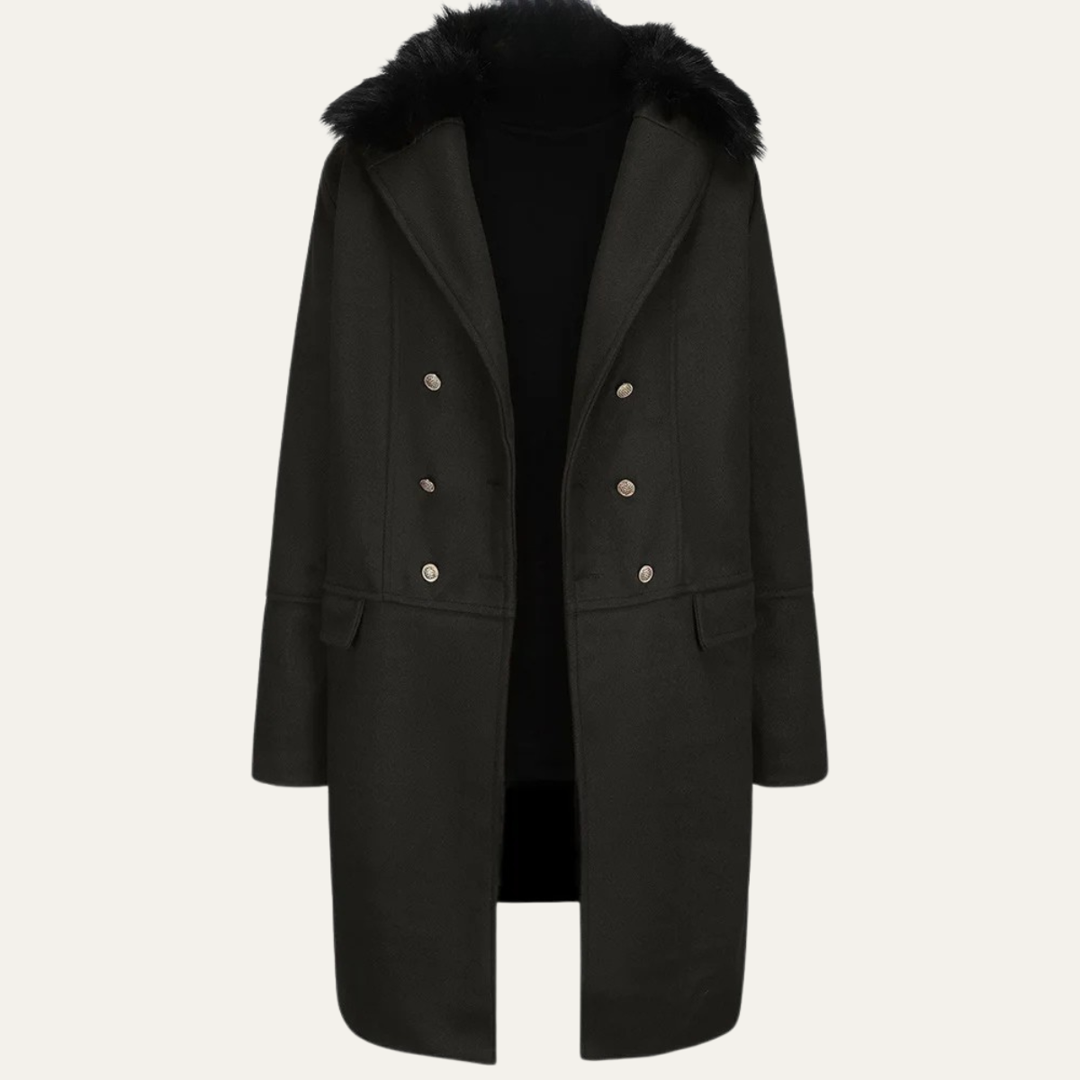 Men's Fur Collar Double Breasted Jacket