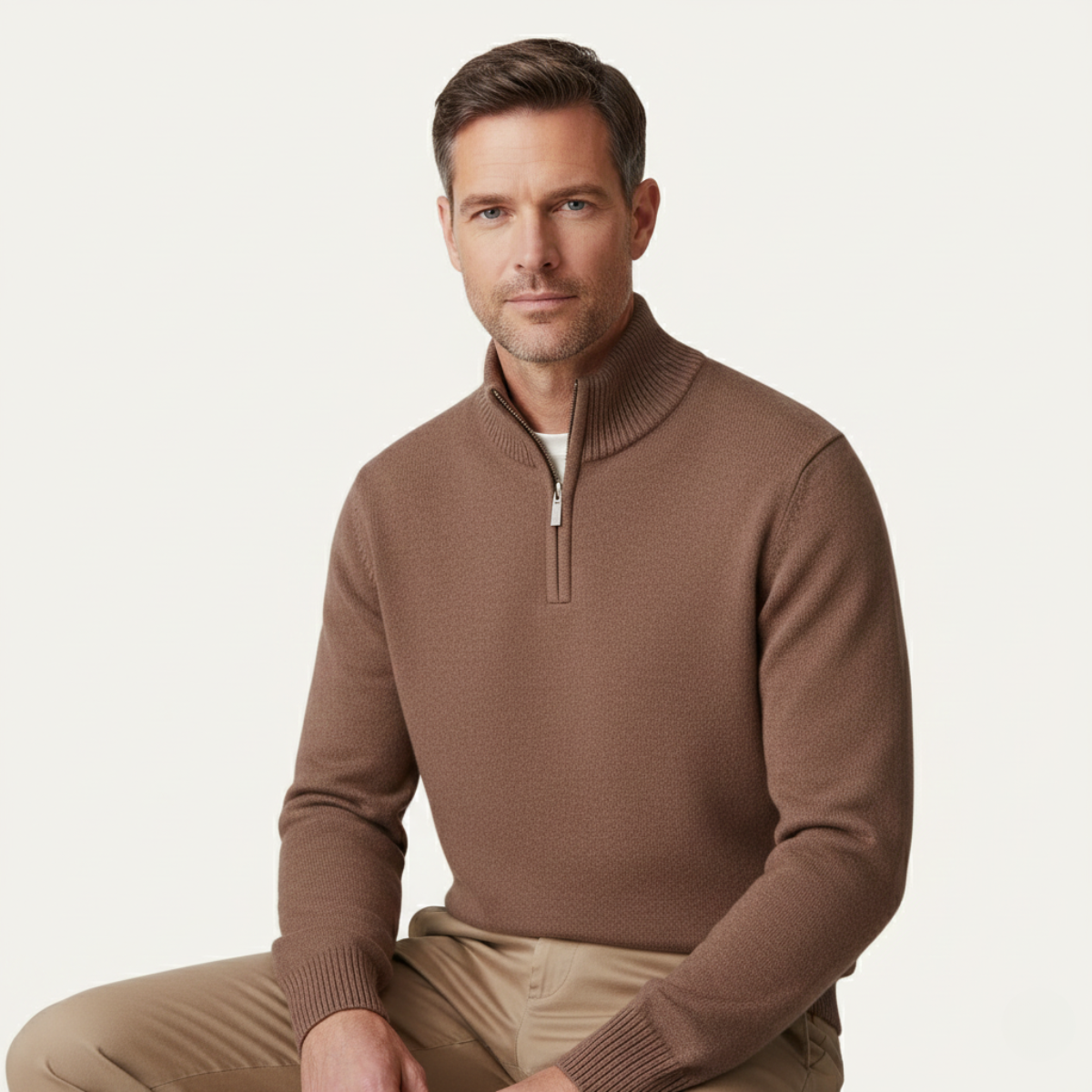 Men's Soft Wool Quarter Zip Sweater