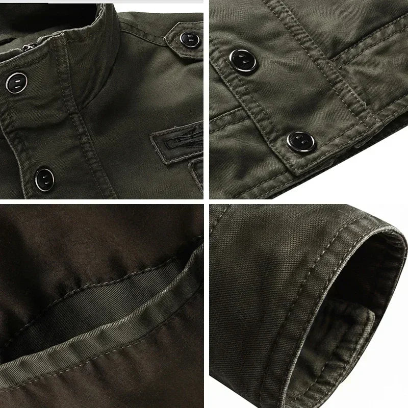 Men's Military Jacket Cotton Rugged Style Khaki