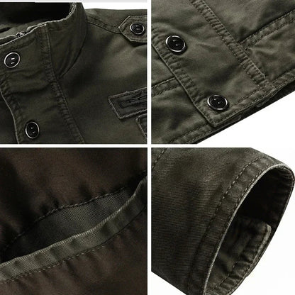 Men's Military Jacket Cotton Rugged Style Khaki