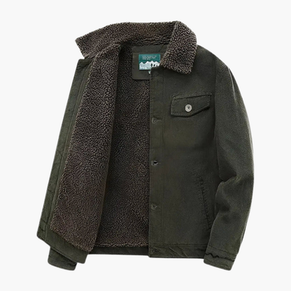 Men's Corduroy Jacket Sherpa Lining Button Closure