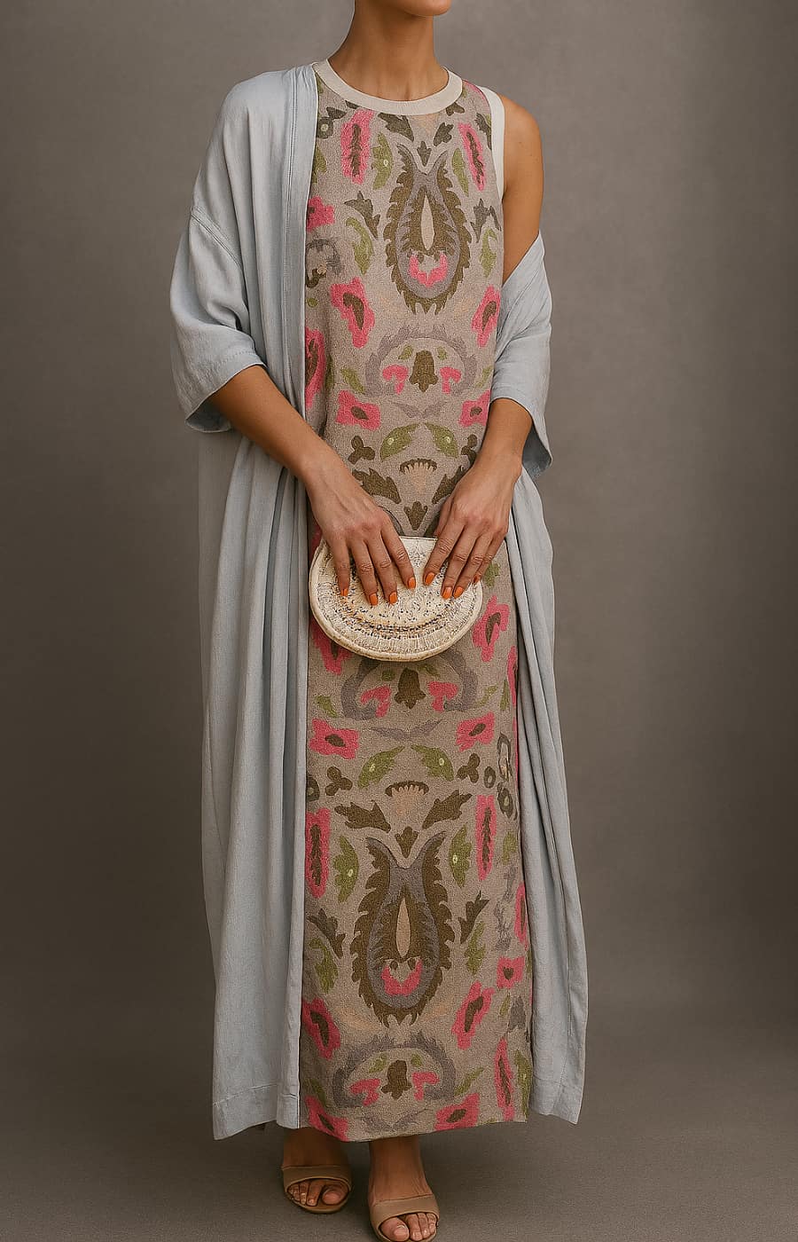 Women's Matching Long Dress And Coat Set