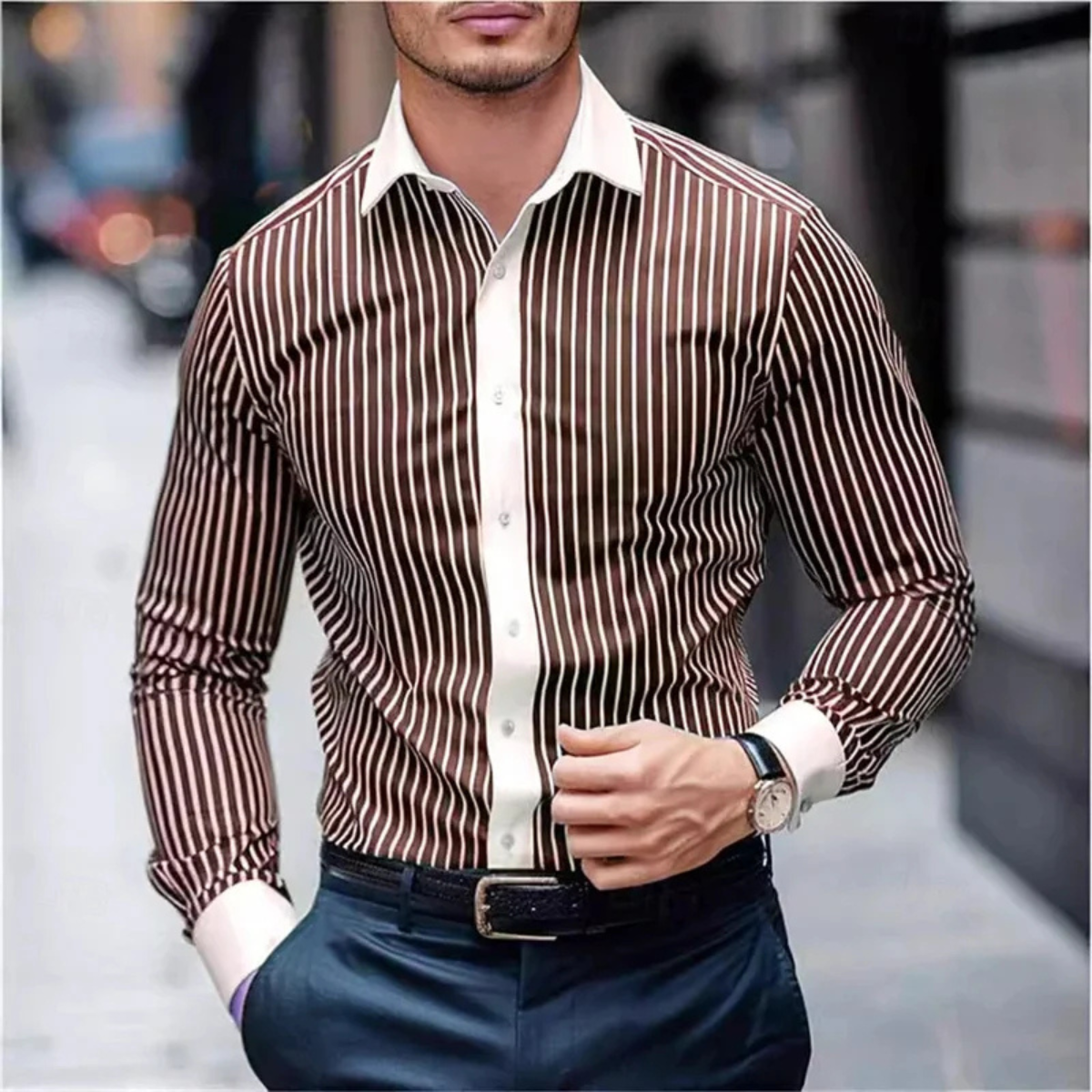 Men's Multicolor Vertical Stripe Casual Shirt