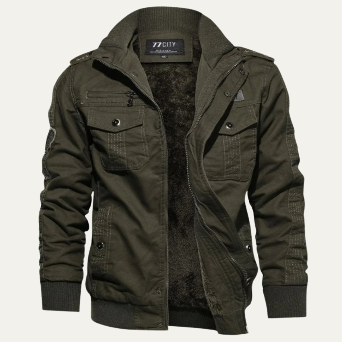 Men's Windproof Bomber Jacket Thick Plush Lined
