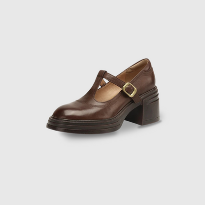 Women's Block Heel Mary Jane Shoes Round Toe Strap