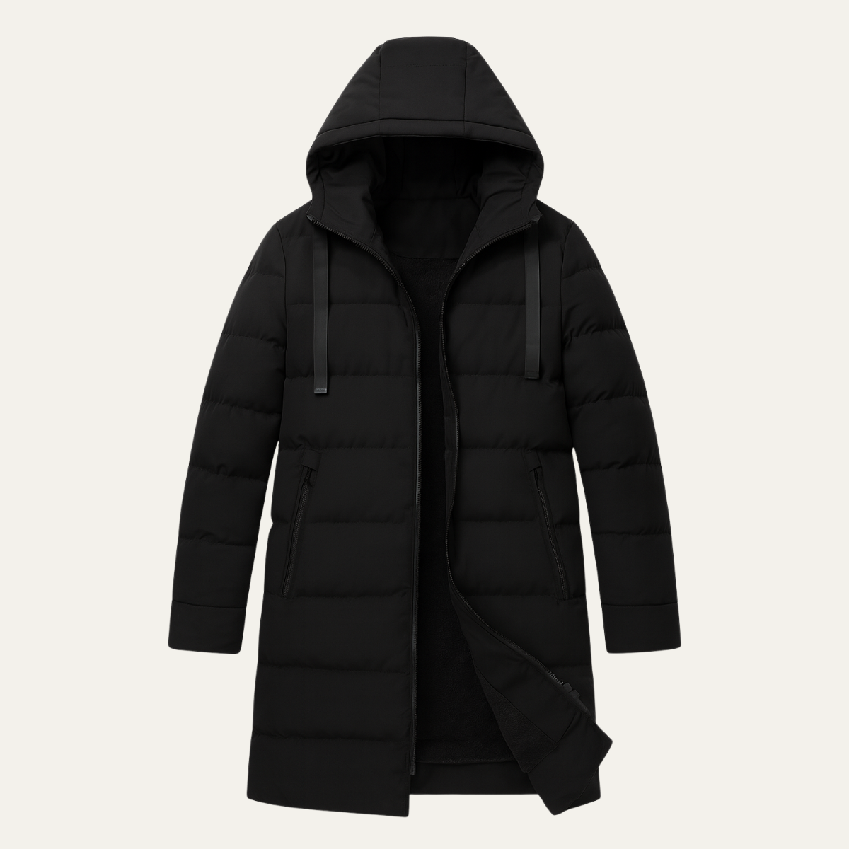 Men's Longline Puffer Coat Black - VibreMode