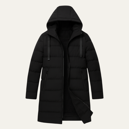 Men's Longline Puffer Coat Black - VibreMode
