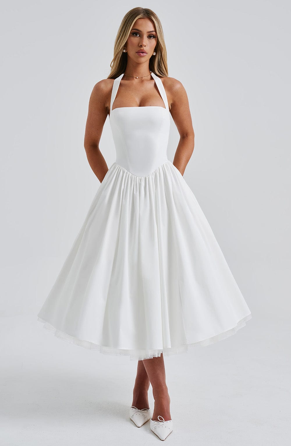 Elegant Ladies Halter Neck Midi Dress