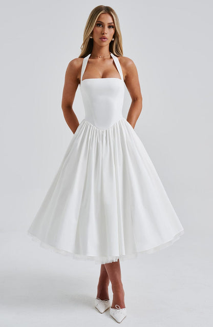 Women's Midi Dress Halter Neck Tulle Skirt