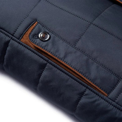 Men's Quilted Winter Jacket Zipper Front With Pockets
