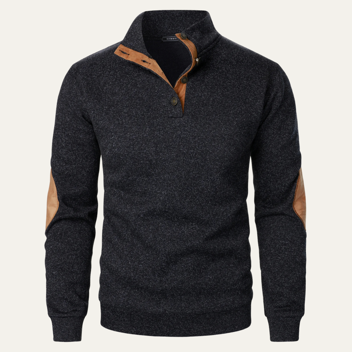 Men's Fleece Sweater Suede Elbow Patches - VibreMode