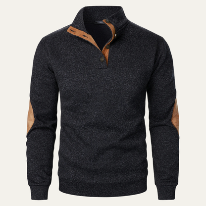 Men's Fleece Sweater Suede Elbow Patches - VibreMode