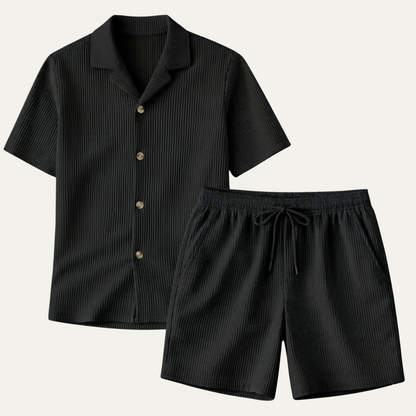 Men's Ribbed Summer Shirt And Shorts Set