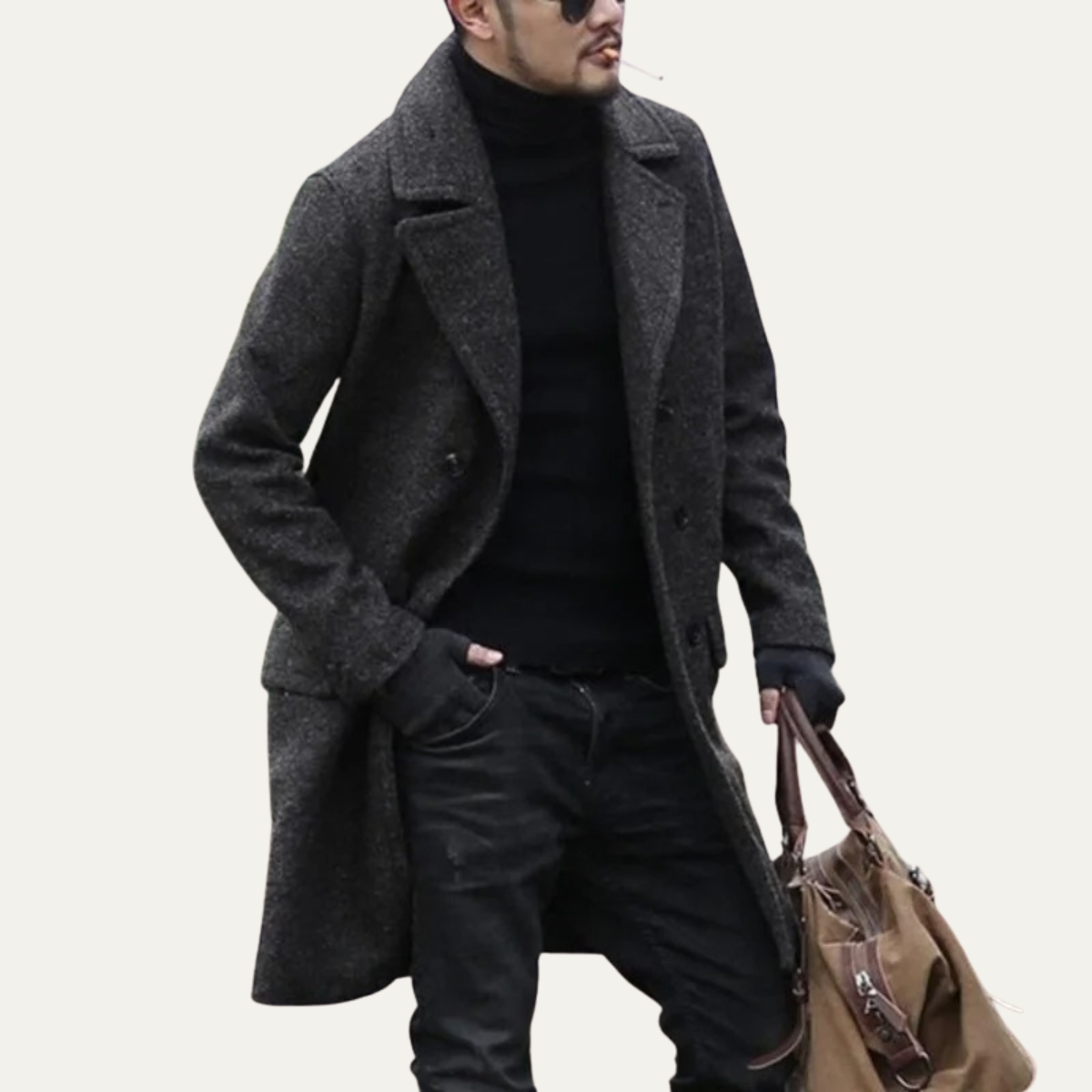 Men's Wool Blend Double Breasted Trench Coat