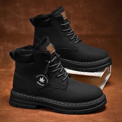 Men's Insulated Snow Boots Fur Lined Waterproof Black