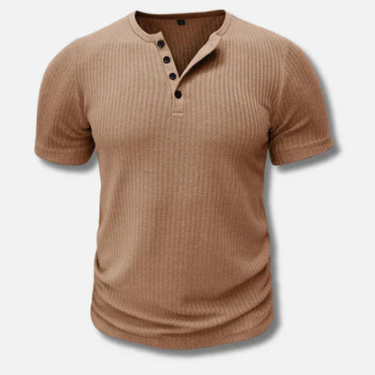 Men's Slim Fit Henley Shirt Button Front Cotton