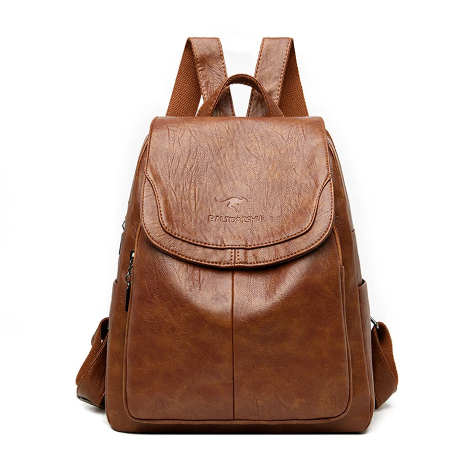 Women's Leather Anti-Theft Backpack - VibreMode