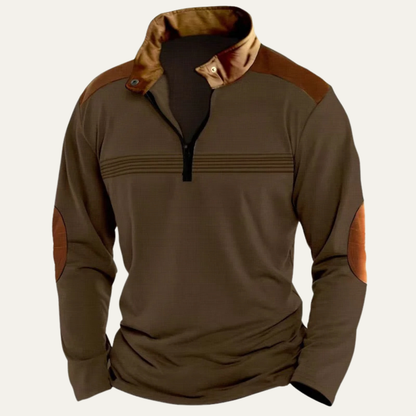 Men's Retro Half Zip Sweater Contrast Collar