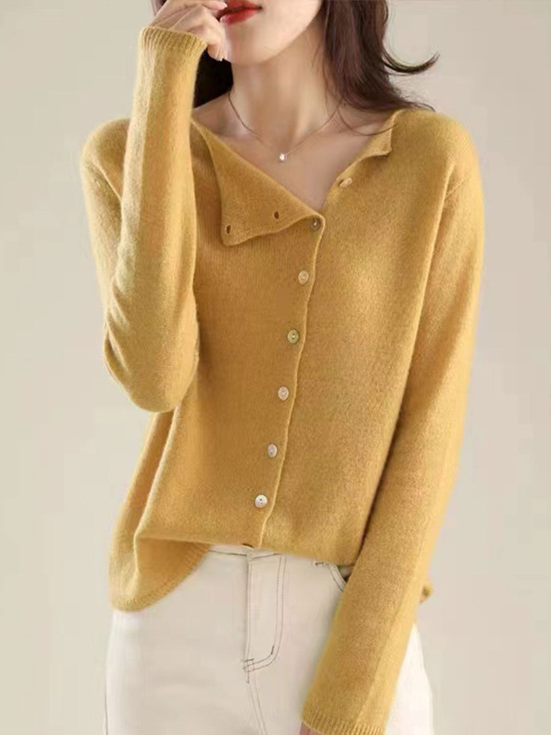 Women's Asymmetric Long Sleeve Cardigan - VibreMode
