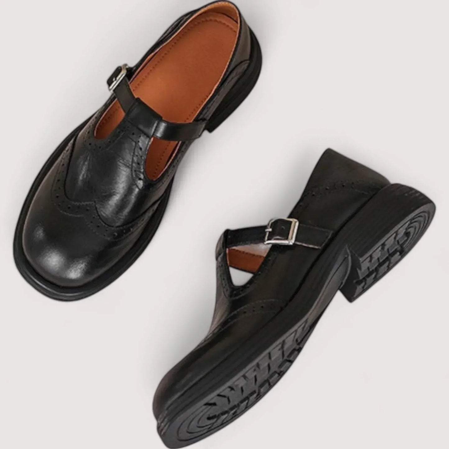 Red Womens Flat Mary Jane Shoes