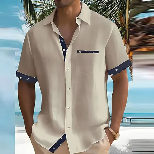 Men's Short Sleeve Summer Shirt Breathable Cotton