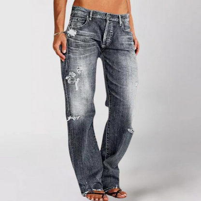 Trendy Women's Ripped Straight Leg Jeans