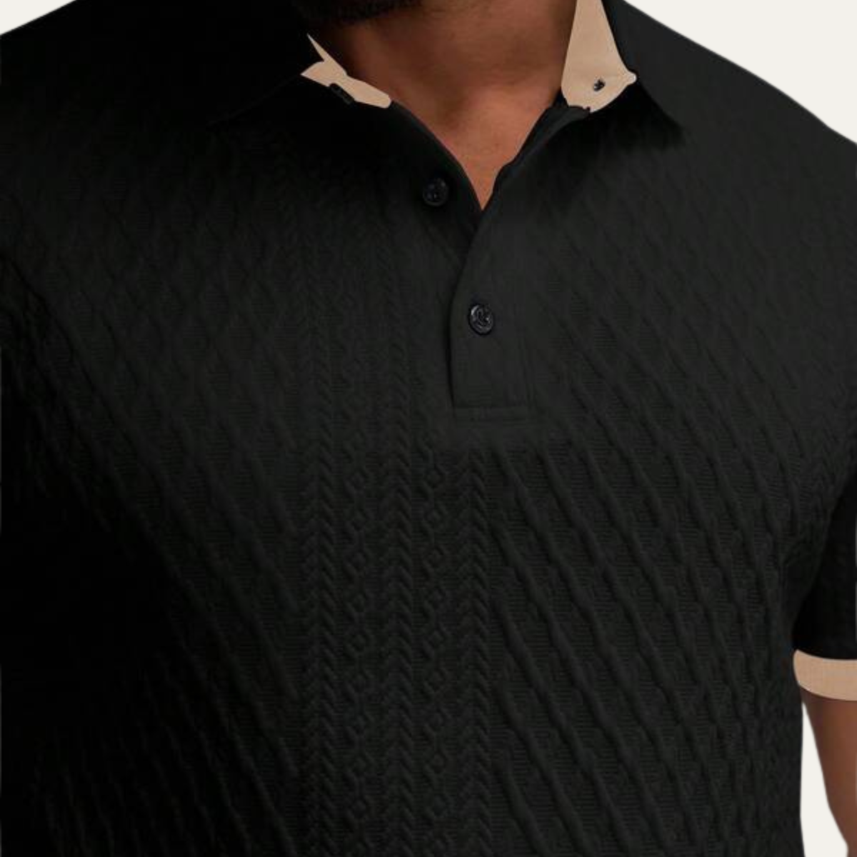 Cedarcrest Park Men's Textured Polo Shirt Contrast Collar