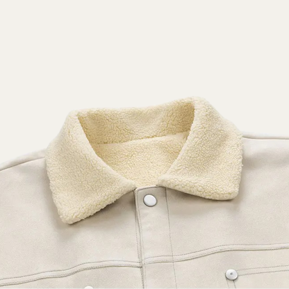 Men's Suede Sherpa Jacket Fleece Lined Shearling Collar
