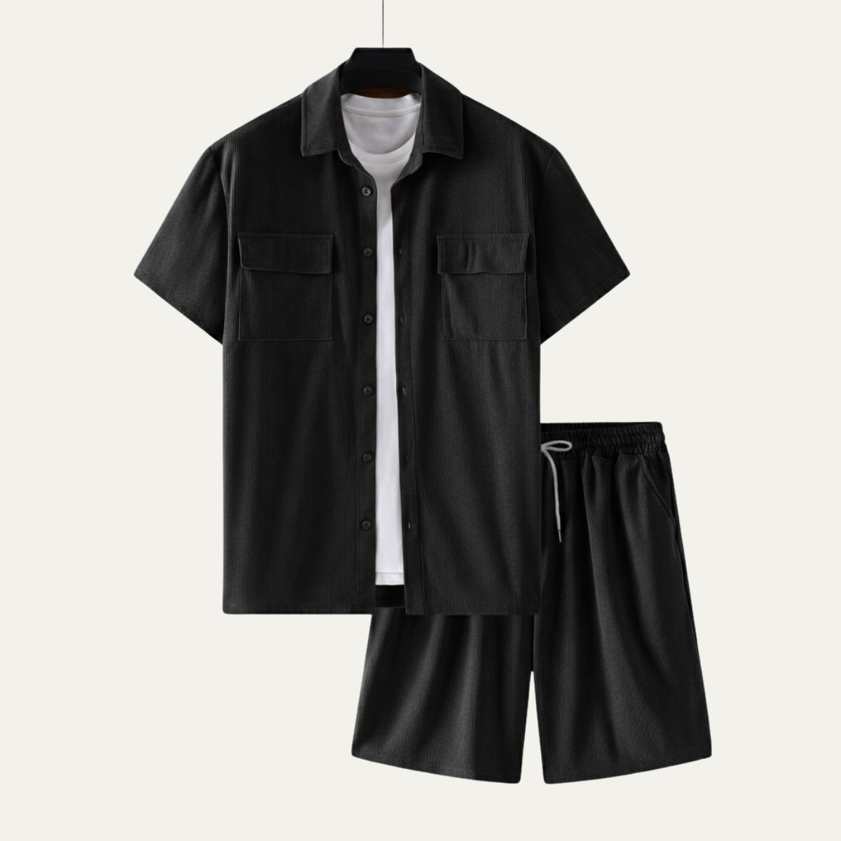 Men's Corduroy Summer Set Shirt And Shorts