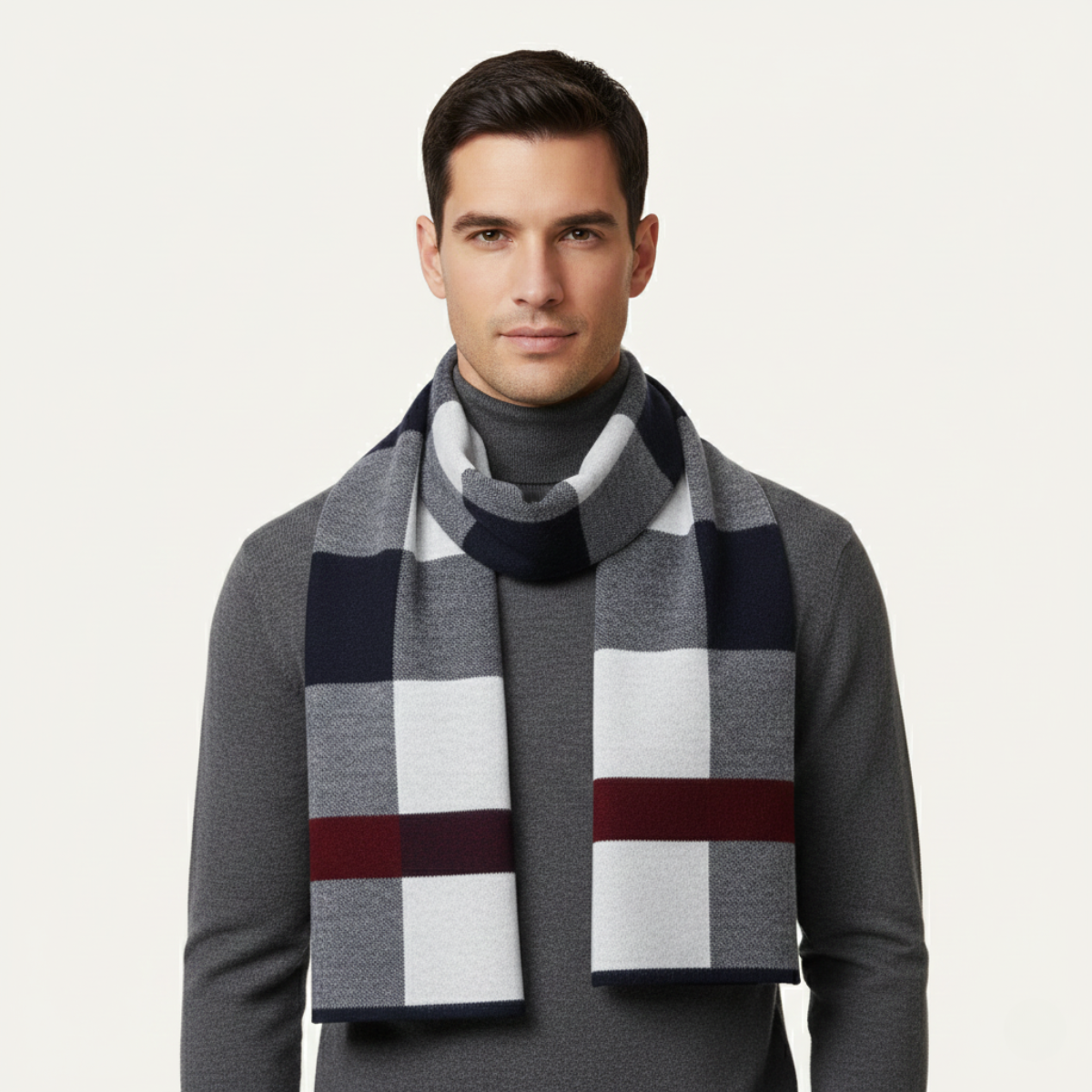 Men's Classic Plaid Scarf Wool Knit