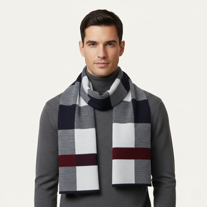 Men's Classic Plaid Scarf Wool Knit