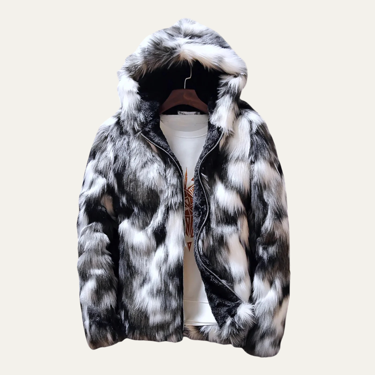 Men's Soft Fur Hooded Winter Jacket