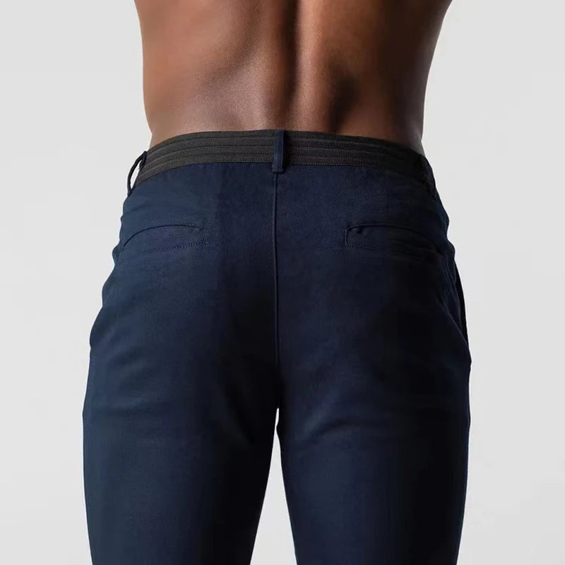 Men's Slim Leg Trousers Button Waist