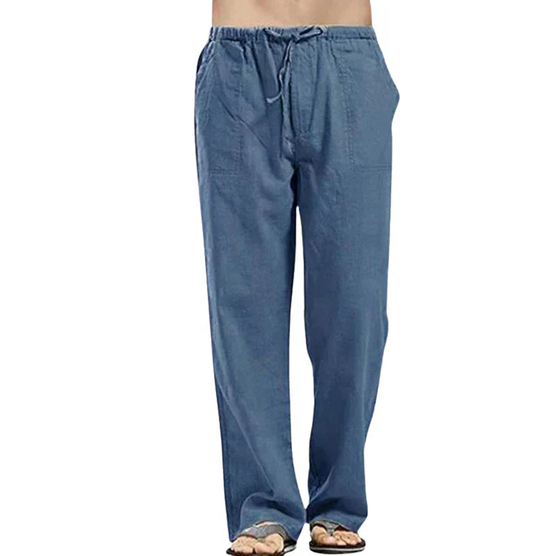 Men's Linen Pants Breathable Oversized Beige