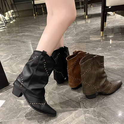 Women's Studded Ankle Boots Slouchy