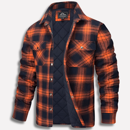 Men's Cotton Flannel Shirt Checked Red Plaid