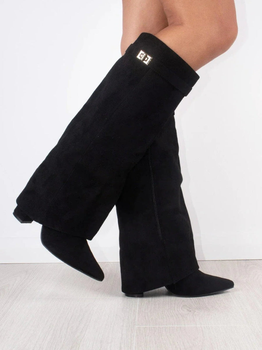 Women's Suede Knee-High Boots with Heel