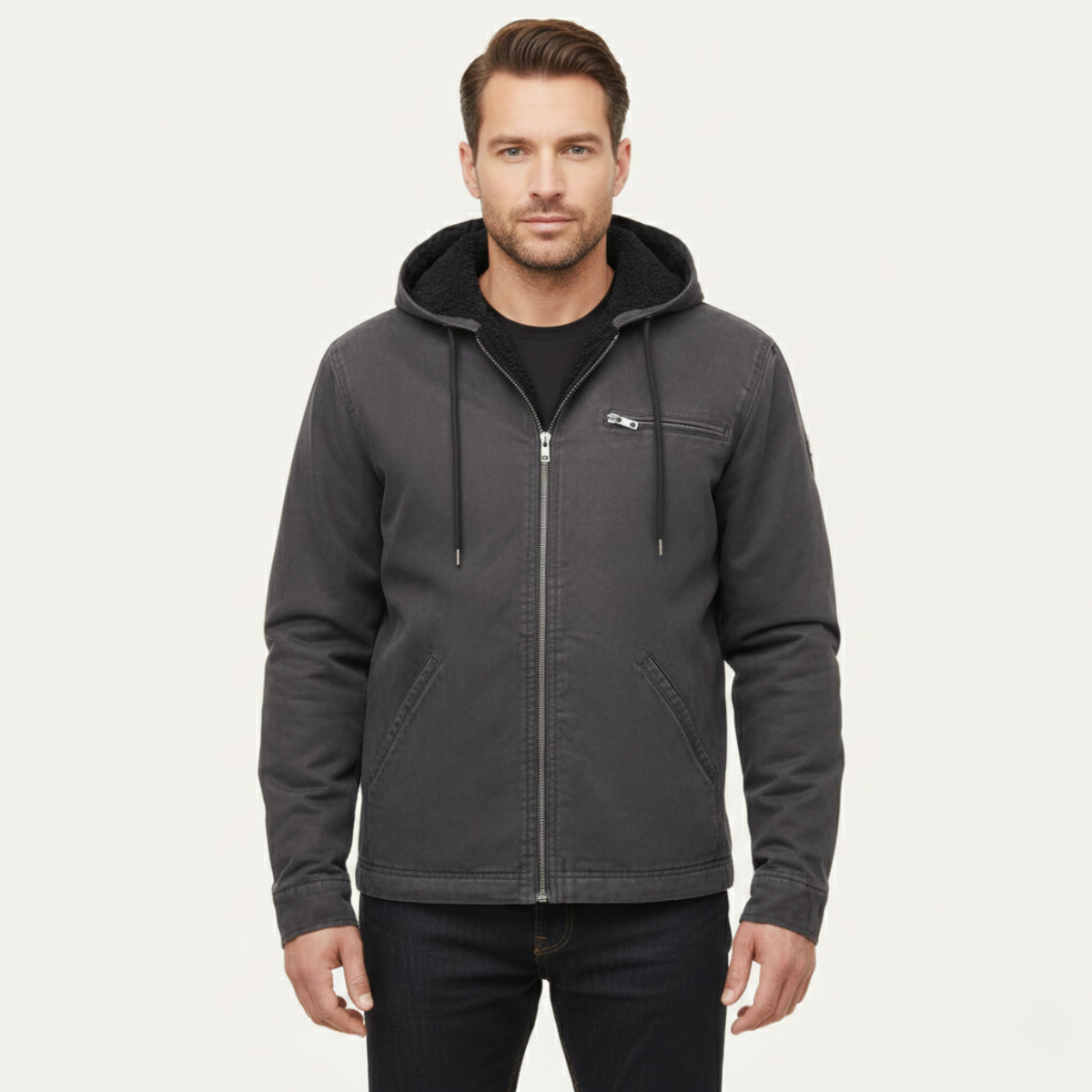 Men's Fleece Lined Hooded Jacket