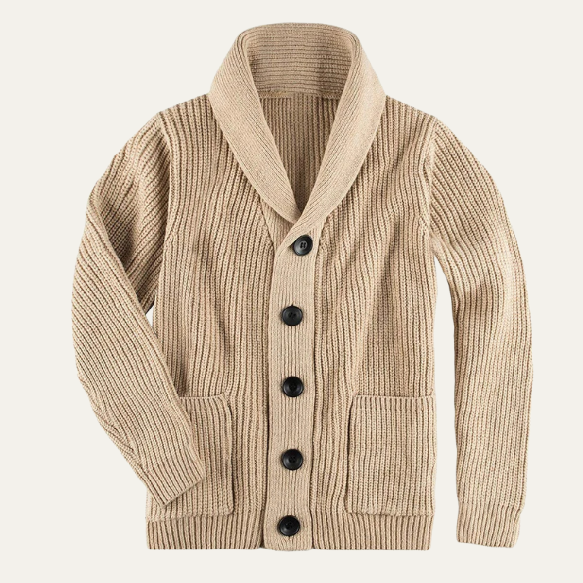 Men's Wool Cardigan Shawl Collar Button Up - VibreMode