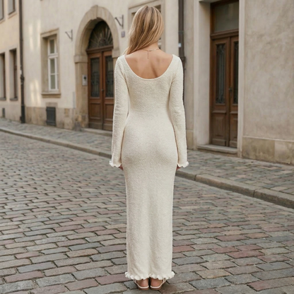 Women’s Long Sleeve Maxi Dress Bodycon Knit Elegant Minimalist Evening Dress