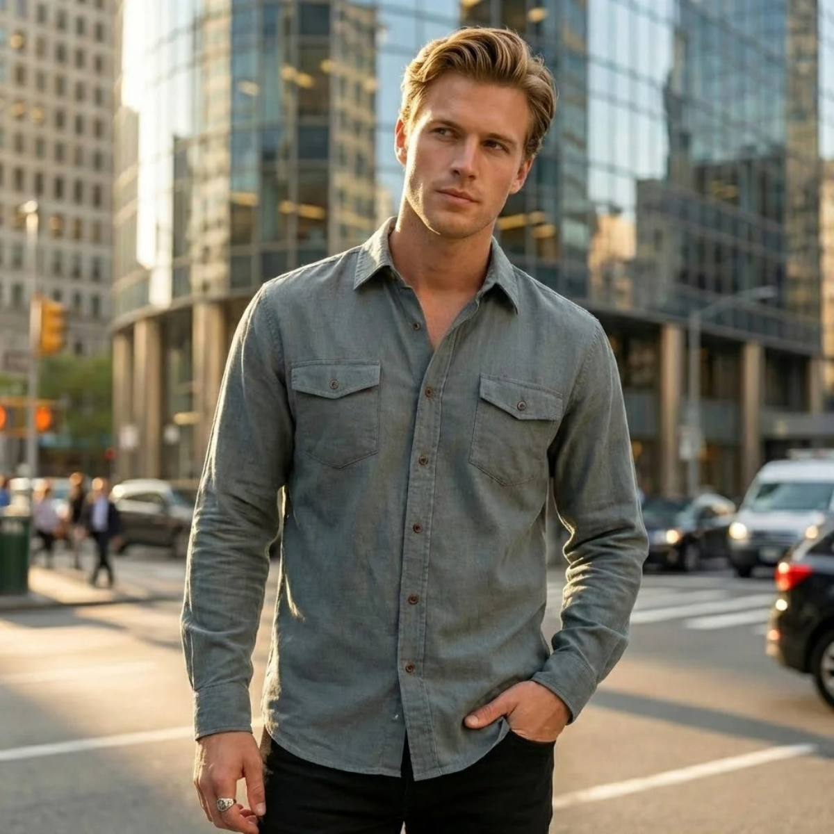 Men's Soft Casual Shirt Single Breasted